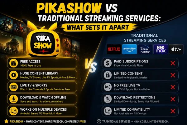 Pikashow vs Traditional Streaming Services: What Sets It Apart